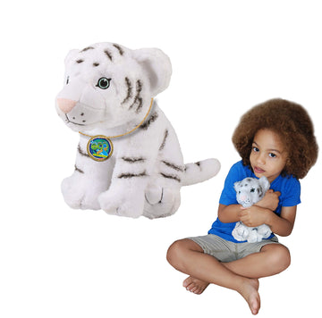 Ecobuddiez - White Tiger From Deluxebase. 8-Inch Sustainable Plush Animal From Recycled Materials, Eco-Friendly Soft Stuffed Toy