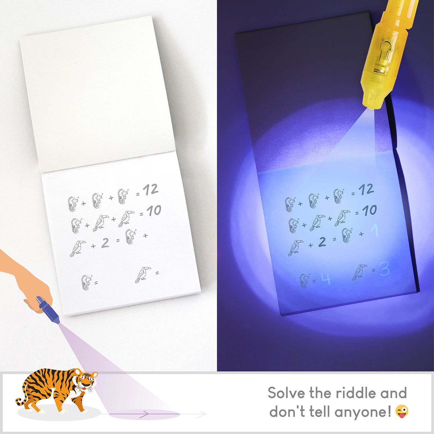 Invisible Ink Pen And Notebook Pack Of 16 - Bonnyco | Safari Party Favors For Kids | Spy Pen Jungle Party Favors, Animal Prizes For Kids | Magic Pen Jungle Theme Party Supplies, Prizes For Students