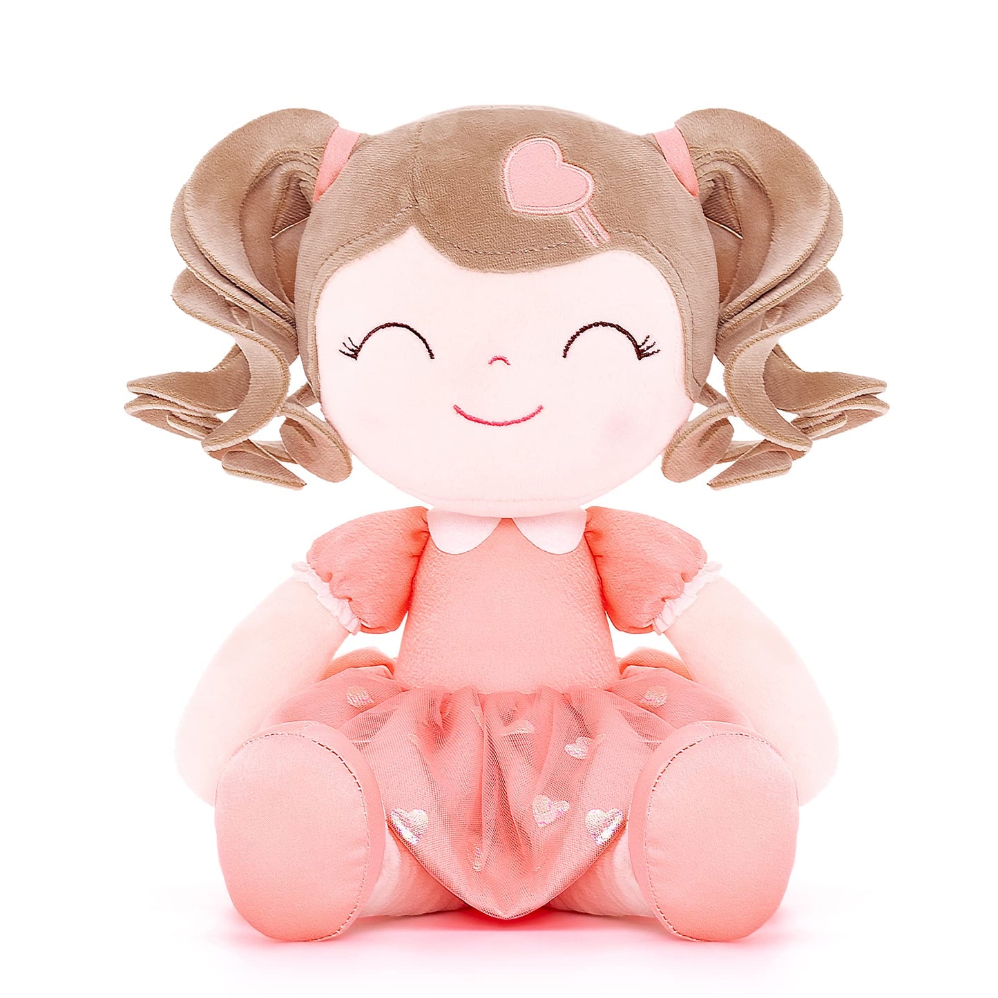 Gloveleya Baby Doll Gifts Plush Curly Girl Toys With Love 16'' Orange