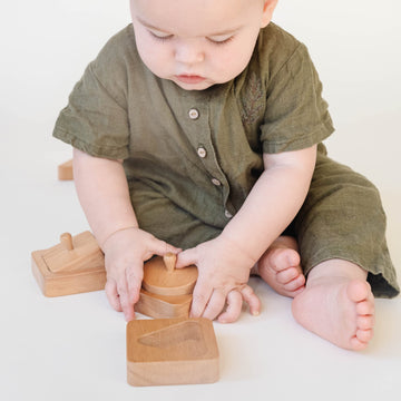 Montessori Shape Puzzle - Baby Puzzles For 1 Year Olds - Baby'S First Puzzle - Knob Wooden Puzzles For Infant And Toddler - Geometric Shapes - 12 Months Babies First Shapes