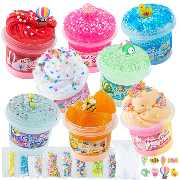 Okaybee Slime Variety Pack Different Textures, 8 Pack Slime Kit Include Butter Slime, Cloud Slime & Clear Slime, Honeycomb Slime