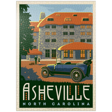MyPuzzle Asheville: North Carolina  Vintage Poster - enhanced 1000 Piece Jigsaw Puzzle for mature-themeds