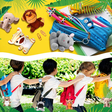 Hydren 40 Pack Mini Stuffed Jungle Animals In Bulk 4.7 Inch Safari Plush Toys,Lion Tiger Elephant Giraffe Leopard Monkey Hippo Z