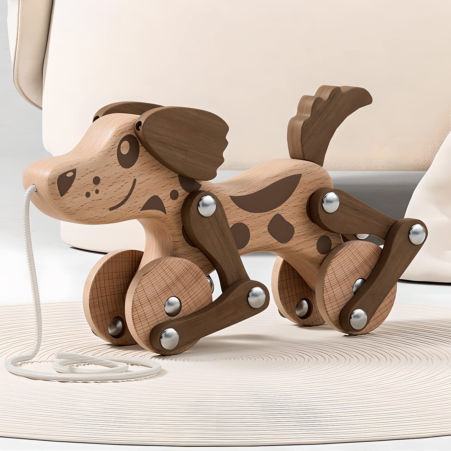 Montessori Toys 1 2 3 4 Years Old Boys Girls Wooden Walking Pull Dog Toy For Baby Toddler, Pull Along Walking Toys, Walk Along P