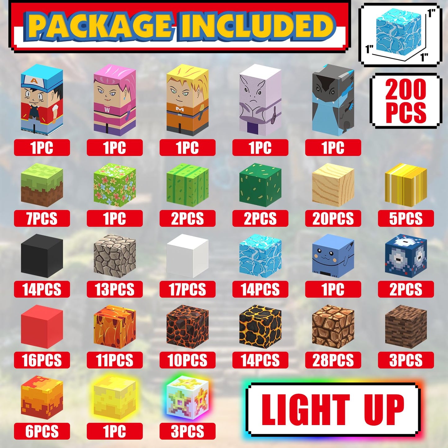 Yungown 200Pcs Magnetic Blocks Building Toys Set, Light Up Build 3D Magnetic Building Blocks For Kids Boys Girls Ages 3+, Magnet