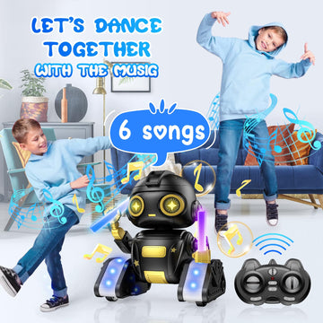 Baiwu Robot Toys For Kids,Rc Robot With Gesture Sensing & Led Eyes,Star Projector And Music,Boys & Girls Toys For 6+ Age(Black)