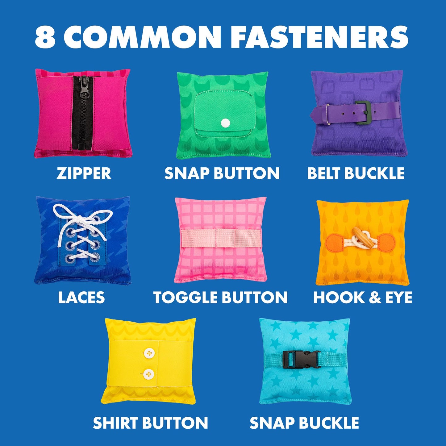 Educational Insights Dressing Skills Bean Bags - Montessori Busy Board for Toddlers, Shoe Tying, Occupational Therapy, Multi, Model 3102