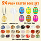Oliker Easter Basket Stuffers, 24 Pcs Prefilled Easter Eggs With Gemstone Crystals For Egg Hunt, Classroom Prize Supplies Birthd