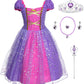Jerrisapparel Girl Princess Costume Dress For Birthday Party (8-9, Purple With Accessories)