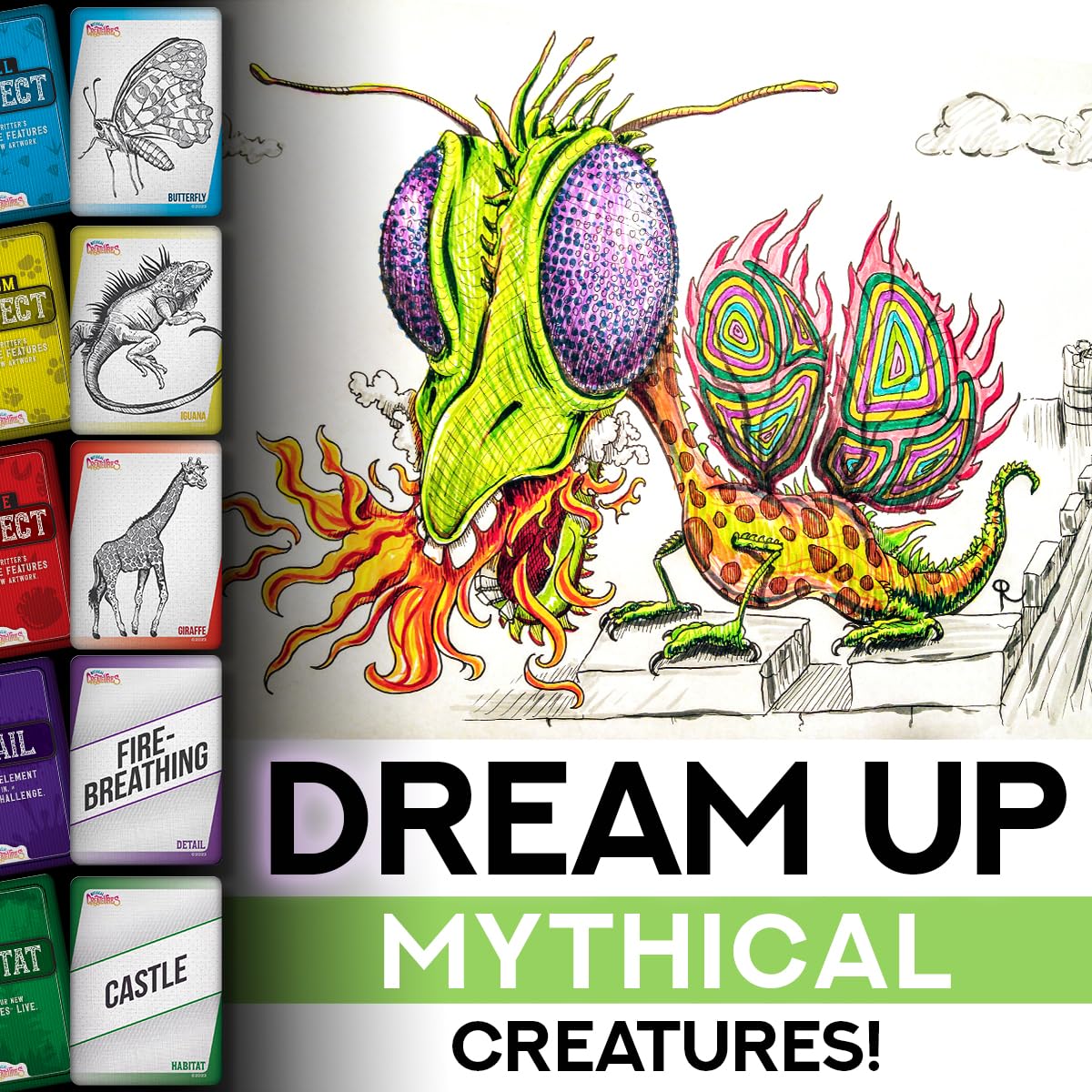 Mythical Creatures Drawing Art Prompts For Kids To Sketch Funny Animals Together! 150 Prompt Cards, Millions Of Weird Ideas. Creative Games For Tweens, Teachers, Teens, Family Fun Artsy Imaginations!