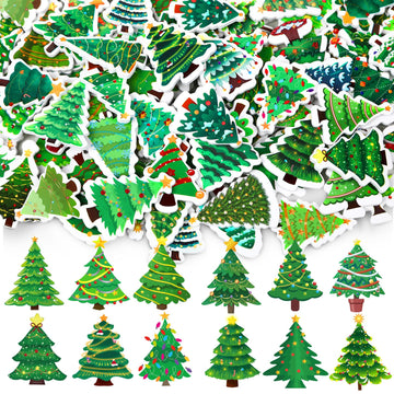 JULBEAR Christmas Tree Foam Stickers, 300 Pcs Bulk Self-Adhesive Christmas Tree Stickers for Arts Crafts Winter Christmas Xmas T