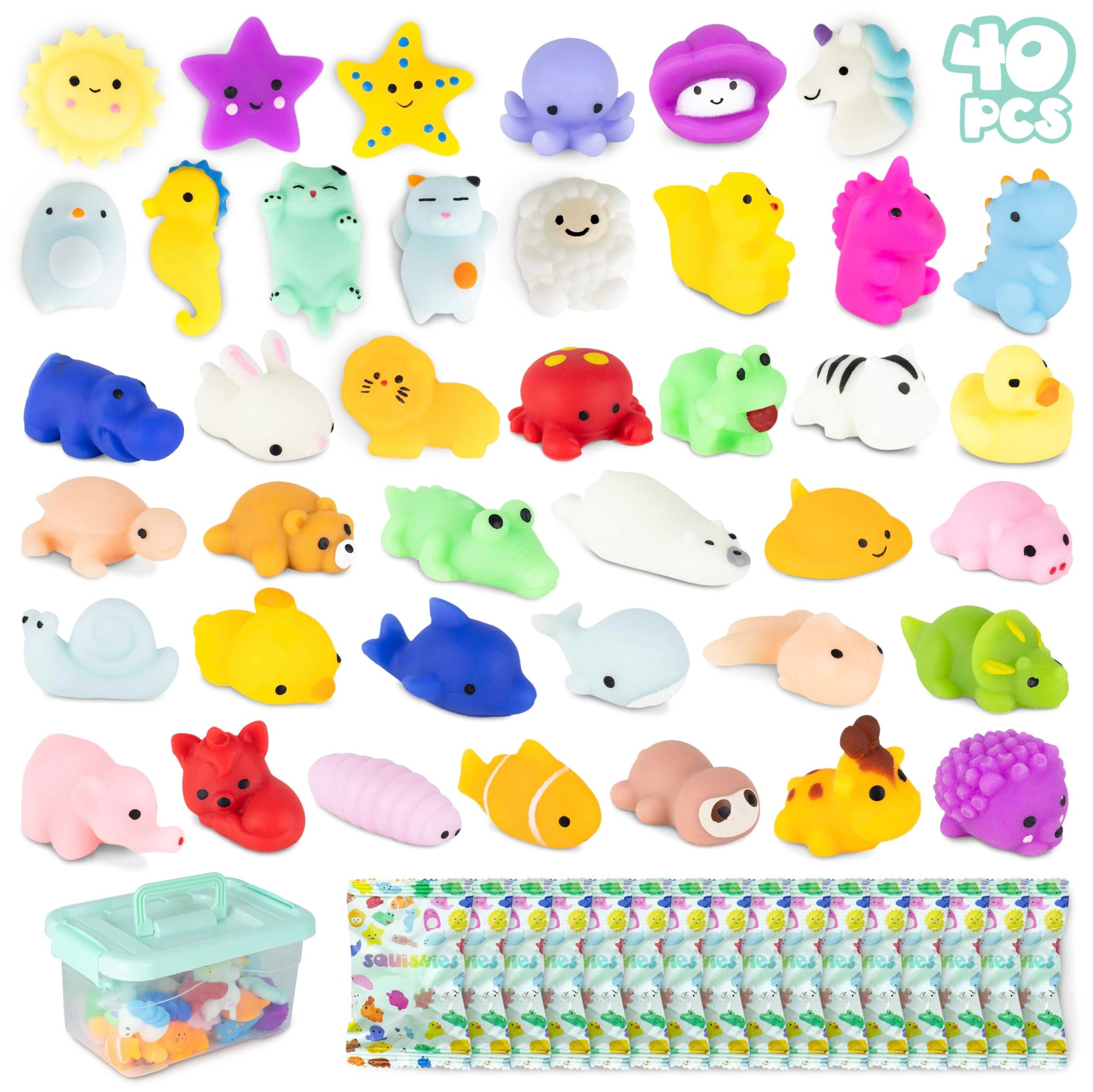 Mochi Squishy Toys Bulk For Kids Party Favors Pack 40 - Bonnyco | Goodie Bags Stuffers For Kids 3-5 4-8, Return Gifts Birthday P