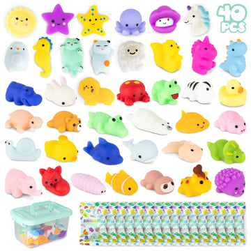 Mochi Squishy Toys Bulk For Kids Party Favors Pack 40 - Bonnyco | Goodie Bags Stuffers For Kids 3-5 4-8, Return Gifts Birthday P