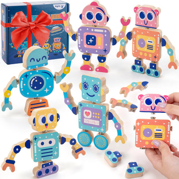 Kodatek Wooden Snap-Together Building Toys, Stem Building Blocks, Take Apart Toys Playset, Fine Motor Skill Montessori Educational Learning Toys Gift For 3 4 5 6 Years Toddlers Kids