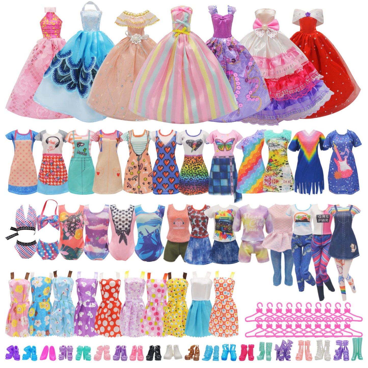Nokutip 161 Pcs 11.5 Inch Girl Doll Closet Wardrobe With Clothes And Accessories Including Wardrobe Shoes Rack Clothes Dress Swi