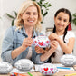 Realspring 24 Pcs Color Your Own Valentine Footballs DIY Valentine's Day Soccer Stress Balls Arts and Crafts Kit for Women Party Gifts
