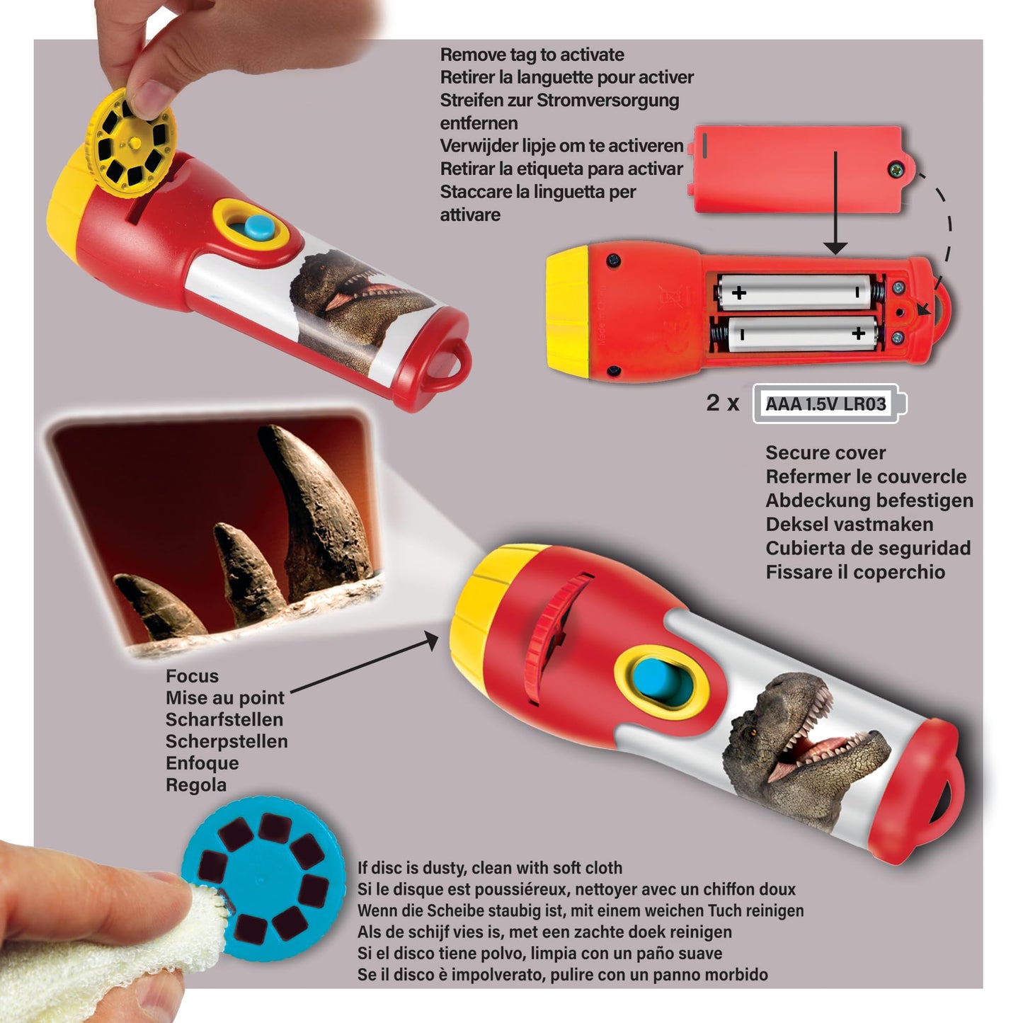 Brainstorm Toys: Dinosaur Flashlight and Projector, Plastic, Projector Torch Projects Amazing Images of Dinosaurs Around your Ro