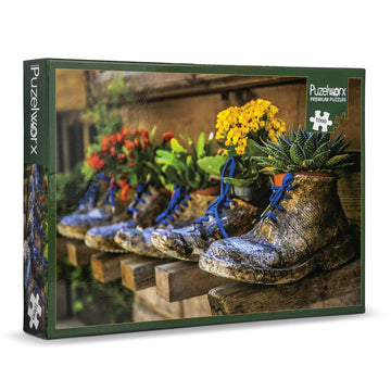 Puzelworx 1000 Piece Jigsaw Puzzle Educational Puzzle Family Game Gift For Adults And Kids (Shoe Flower Pot)