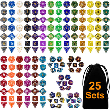 DND Double-Colors Polyhedron Dice Set for Dungeons and Dragons D&D RPG MTG Table Games D4 D6 D8 D10 D% D12 D20 25 Colors Dice wi