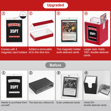 Card Deck Box For Mtg With Commander Display, 5 In 1 Card Storage Box Fits 400+ Double-Sleeved Cards, Removable Deck Case For Tc