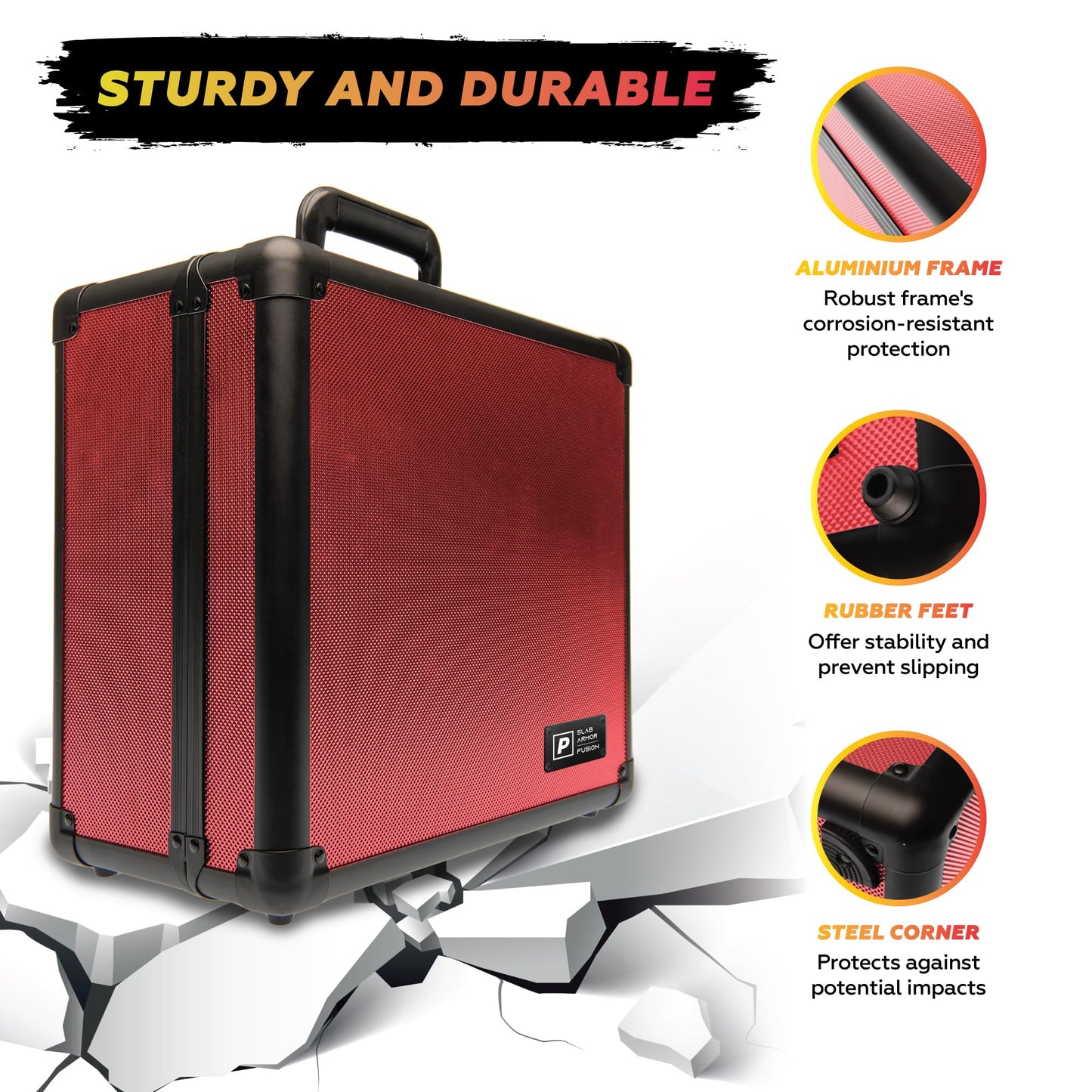 Panopply SLAB protective covering FUSION 120+ 3 Row Psa Graded Card Storage Box Graded Card Case Psa Slab Case for Graded Cards Psa Card Case Baseball Card Cases for Sports Cards Storage Sports Card Case (RED)