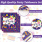 Gisgfim 96 Pcs Happy Purim Plates And Napkins Party Supplies Set Jewish Holiday Carnival Disposable Tableware Decorations Favors