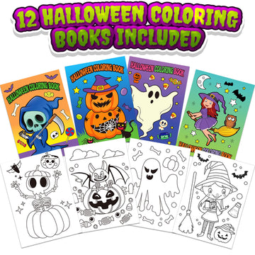ArtCreativity Halloween Coloring Books for Kids, Pack of 12, 5    x 7    Mini Booklets, Fun Halloween Treats Prizes, Favor Bag F