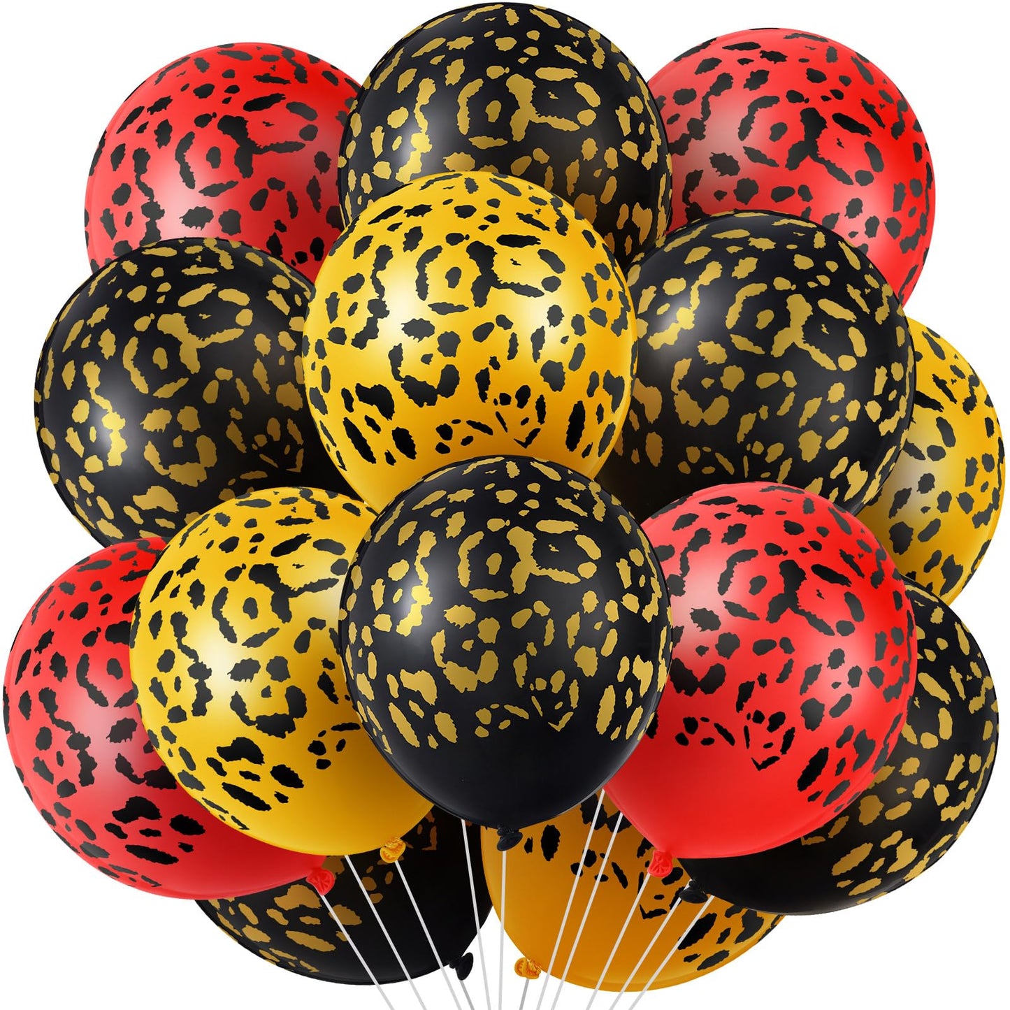 Gejoy 50 Pcs Cheetah Balloons Gold Black Red Leopard Print Balloons 12 Inch Spots Latex Leopard Jungle Animal Decorations for Ch
