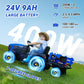 Elemara 24V 9Ah Ride On Tractor With Easy Detachable Trailer, 24V Ride On Toys For Big Kids, 400W Electric Vehicles Ride On Tractor Car With Shovel, All-Terrain Capability, For Ages 3+, Music, Blue