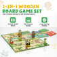 2-in-1 Wooden Board Games for Kids & Families - enhanced Wood Ludo Board Game & Snakes and Ladders Board Game | Classic Family Board Games Set with Dice & Pieces  Fun Educational Gift for Boys & Girls