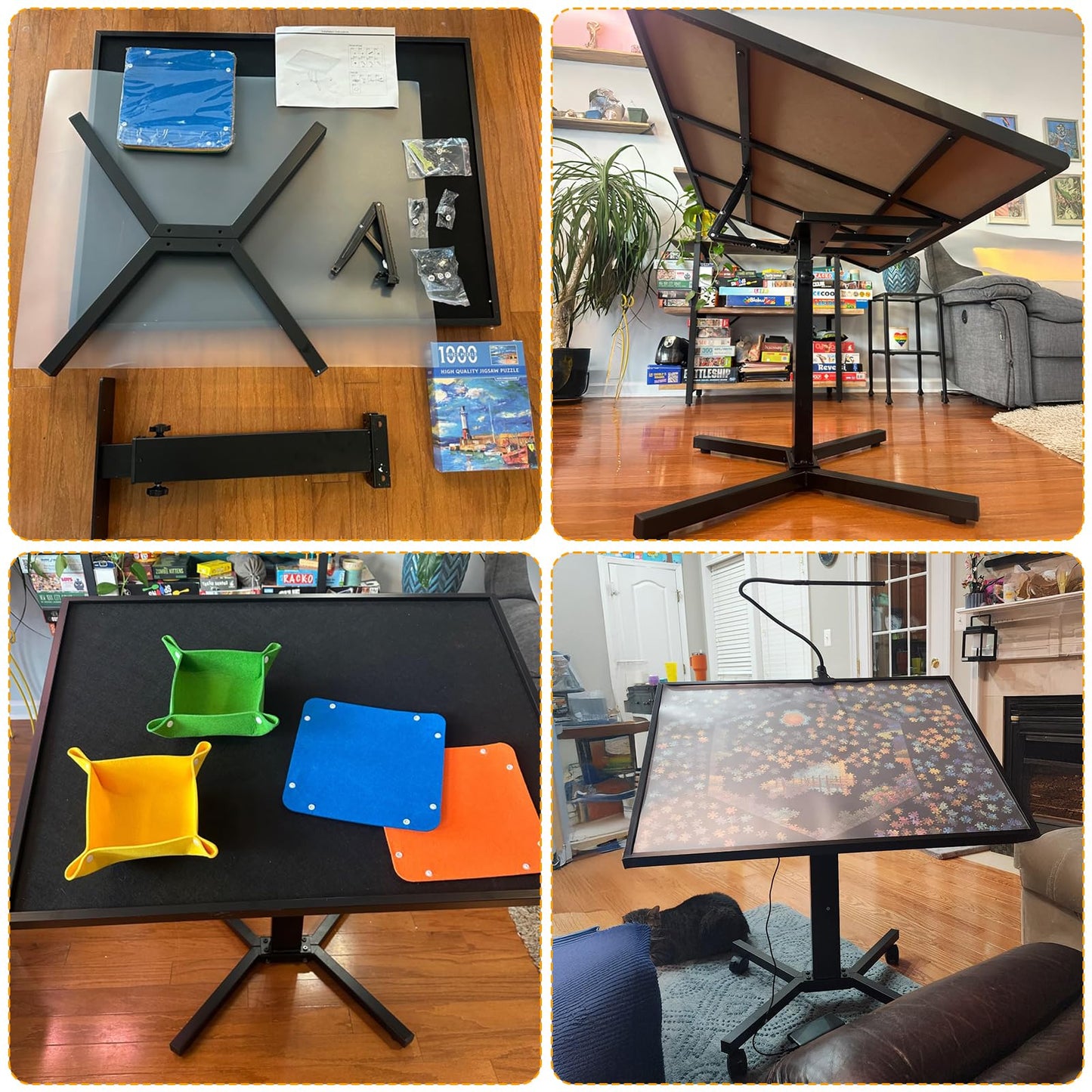 1500 Piece Jigsaw Puzzle Table With Legs,28''X35'' Large Puzzle Table For Adults,Adjustable Height &12 Tilt Angles,Wooden Jigsaw