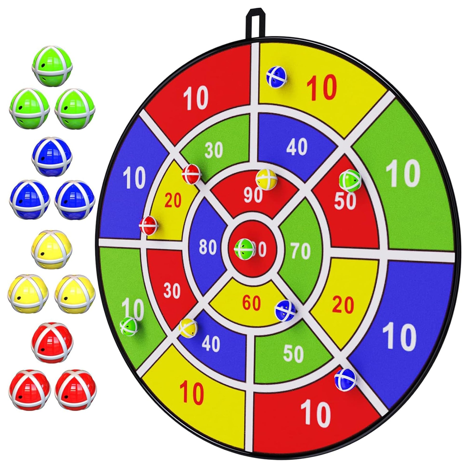 Kidology Large Dart Board With 12 Sticky Balls For Kids Age 3 Year Above | Indoor/Outdoor Multi-Player Party Game, Perfect For B