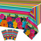 3 Pieces Mexican Fiesta Party Supplies Mexican Theme Tablecloths Cinco De Mayo Table Covers Mexican Floral Stripes Tablecover fo