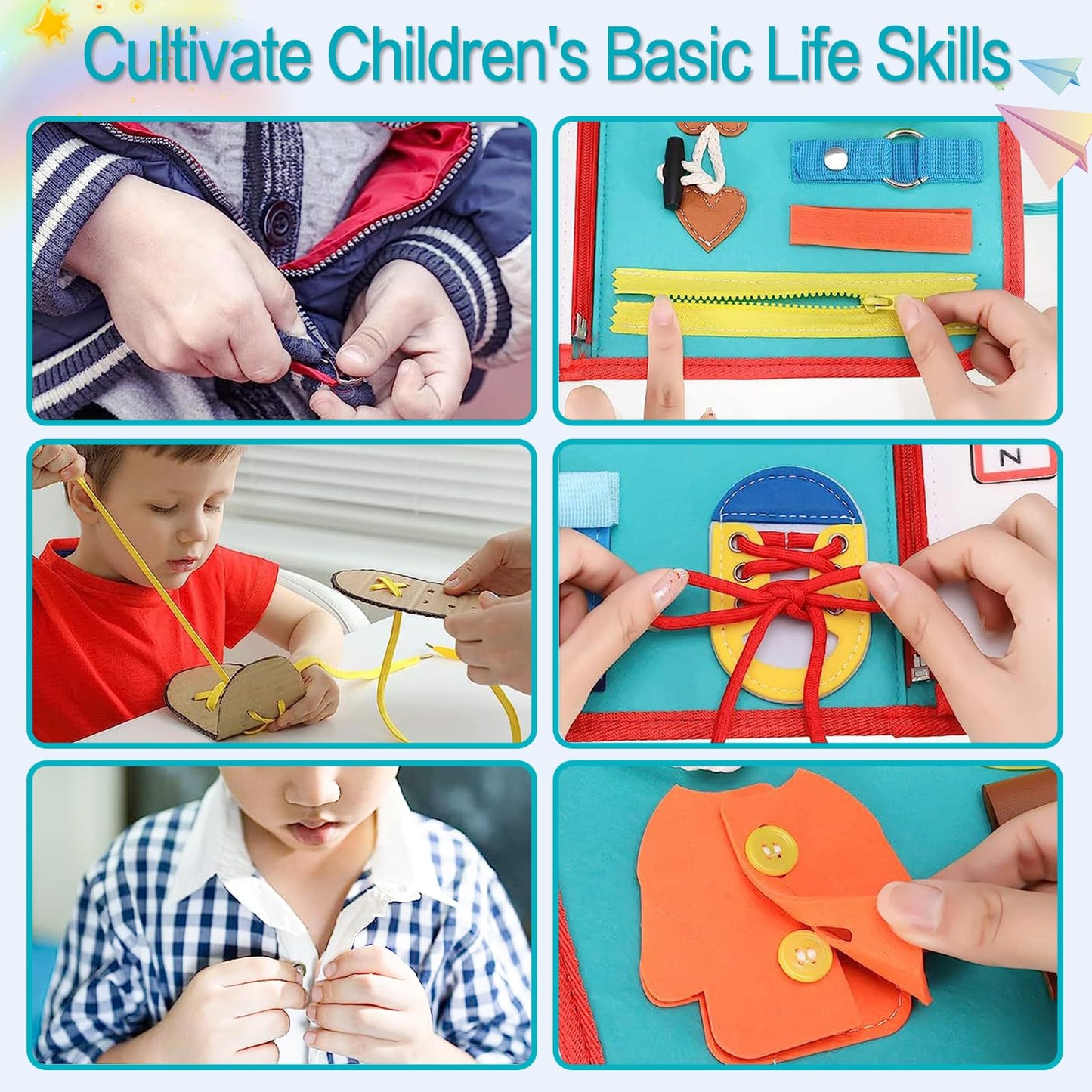 Busy Board For 1 2 3 4 Year Old Toddler Montessori Busy Book Sensory Learning Toys For Boys Girls Birthday Idea Gift (Green)