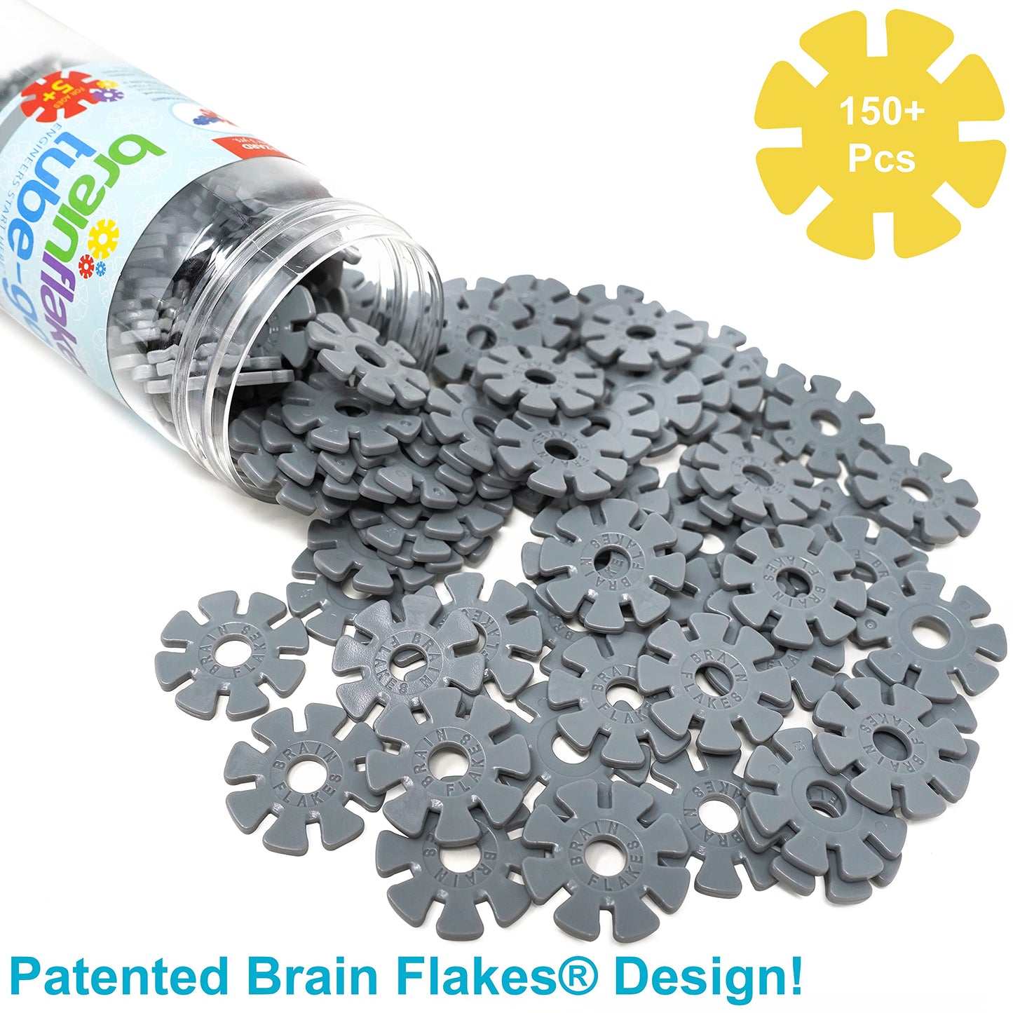 Brain Flakes 150+ Piece Tube-Go Gray - Classic Grey Single Color Add-On Travel Set