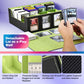 Uaono Trading Card Storage Box With Commander Display; 2400+ Deck Box For Mtg With Removable Cover; Toploader Card Case Fits Magic Tcg Ptcg Sports Cards; 24 Dividers, 4 Stoppers (Black, Lemon Green)