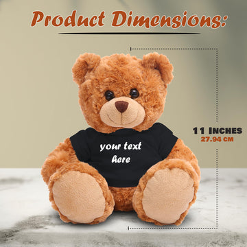 Plushland Teddy Bear 11 Inch, Stuffed Animal Personalized Gift - Great Present For Mothers Day, Valentine Day, Graduation, Birthday,Anniversary, Get Well,Christmas (Mocha Bear, Black)