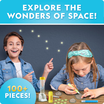 National Geographic Mega Space Activity Kit - Glow In The Dark Science Craft Kit For Kids With 100+ Pieces, Launch A Rocket, Cre