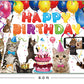6 X 3.6Ft Cat Happy Birthday Backdrop Cat Birthday Sign Banner Kitties Birthday Party Supplies Decoration Pet Cat Paw Theme Birt