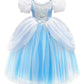 Cinderella Costume For Girls Blue Princess Dress For Girl Toddler Halloween Party Cosplay Costume Toddler Puffy Sleeve