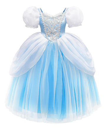 Cinderella Costume For Girls Blue Princess Dress For Girl Toddler Halloween Party Cosplay Costume Toddler Puffy Sleeve
