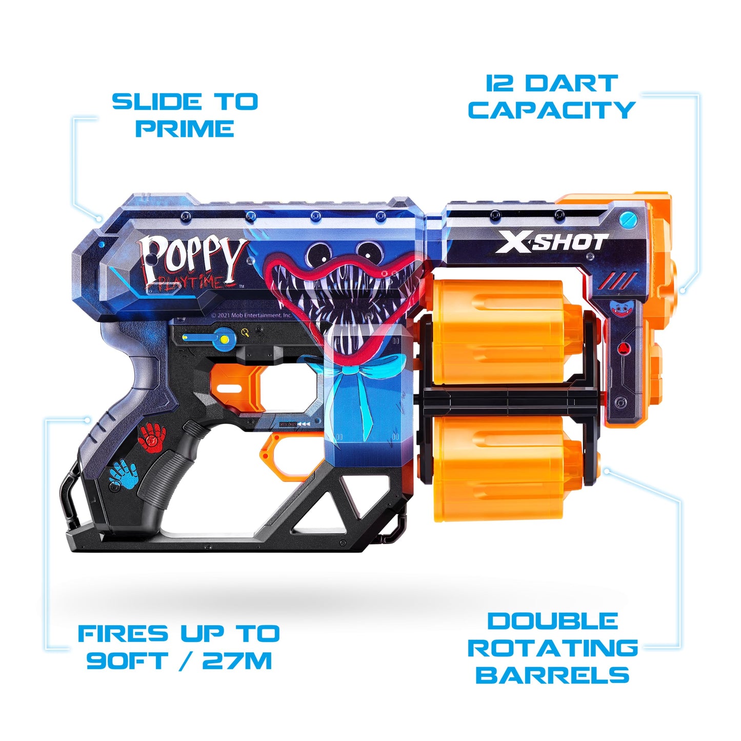 Xshot X-Shot Skins Dread Poppy Playtime - Jumpscare (12 Darts) By Zuru, Frustration Free Packaging, Easy Reload, Air Pocket Dart Technology, Toy Foam Dart Blaster For Kids, Teens, Adults