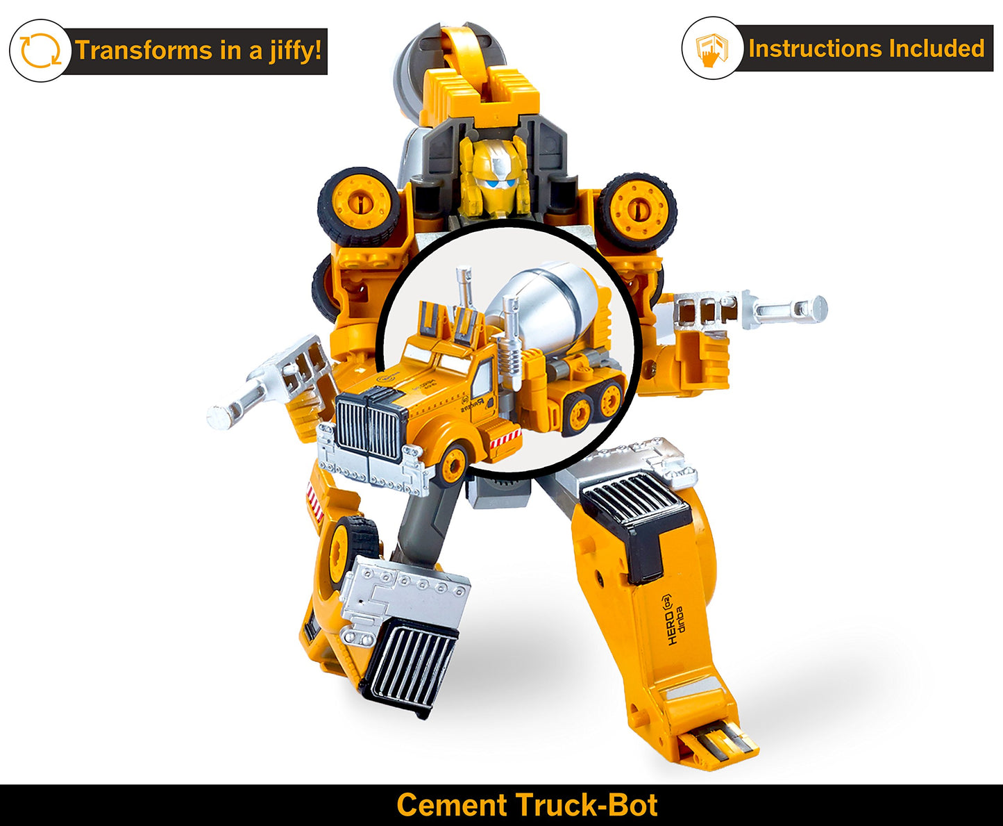 5 Pack Transtruck Transforms To Tractor And Robot Action Figures Combine Into 1 Giant Robot - Holiday, Birthday Gift Tractors Ro