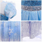 Fmyfwy Girls Frozen Elsa Princess Fancy Dress Up Outfits Halloween Costume Christmas Birthday Party Tulle Gown W/Accessories Blue 3T