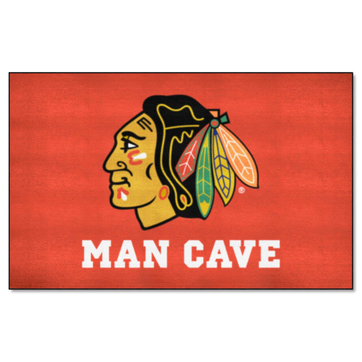 FANMATS 14411 Chicago Blackhawks Man Cave UltiMat Rug - 5ft. x 8ft. | Sports Fan Area Rug, Home Decor Rug and Tailgating Mat