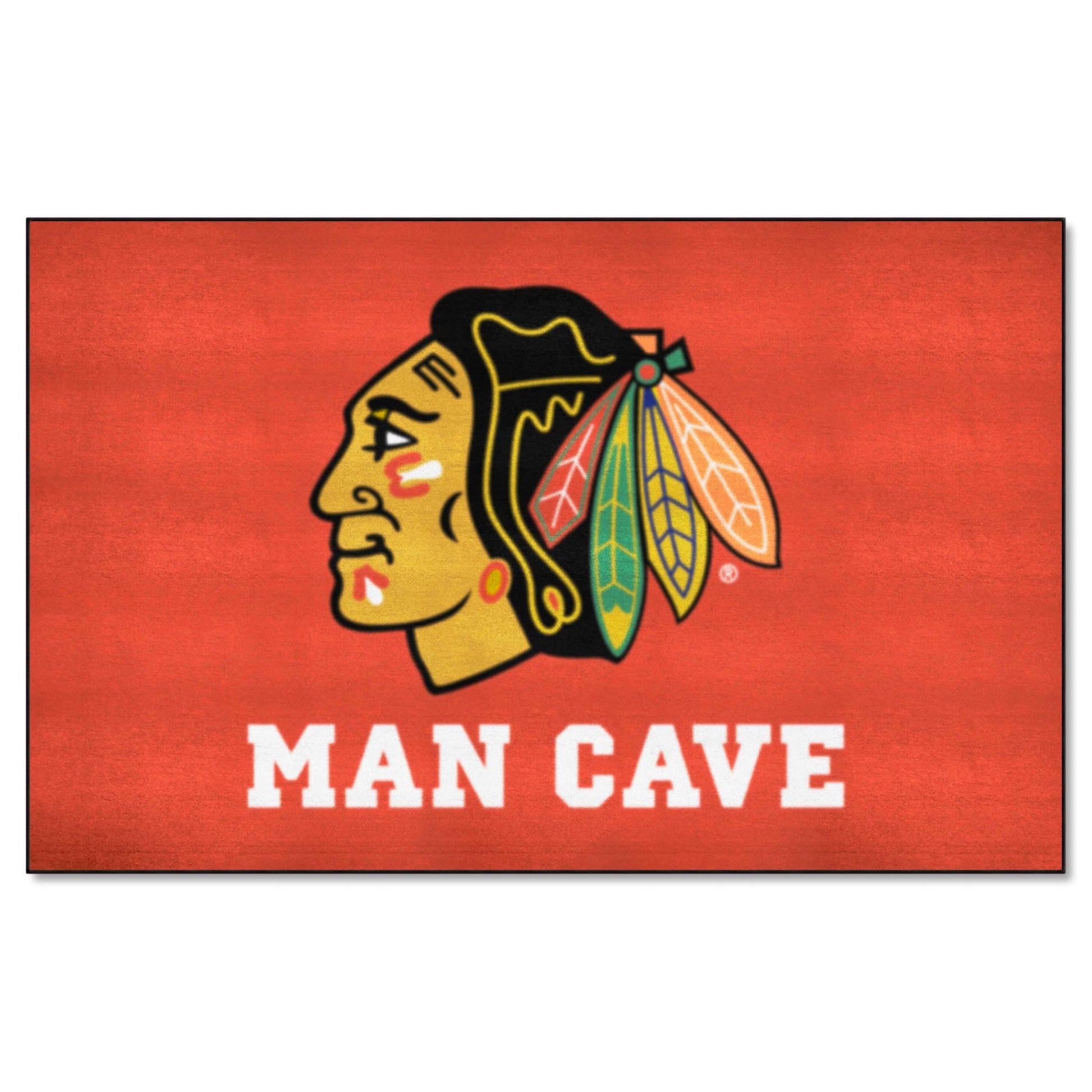 FANMATS 14411 Chicago Blackhawks Man Cave UltiMat Rug - 5ft. x 8ft. | Sports Fan Area Rug, Home Decor Rug and Tailgating Mat