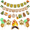 Pirese One Happy Camper Birthday Decorations, Camping Birthday Party Decorations, Campfire Camping Banner Party Kit with Balloon