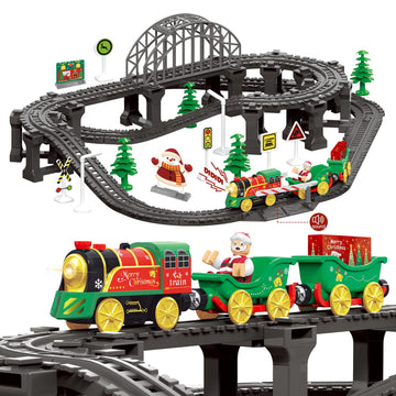 Xpiy Train Set For Kids Ages 2-8, Perfect Holiday Birthday Gift Toy Deluxe Electric Train For Toddlers, Festive 110 Pcs Train Se