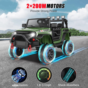 Hikole 24V Ride On Toys For Big Kids, 24 Volt Power Wheels With Remote Control, Kids Ride On Car 24V, Bluetooth Musicdual Steeri