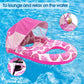 Coolcooldee Pool Lounge Float With Canopy Upf50+,Extra Large Pool Floats For Adults Heavy Duty,Inflatable Lounger Float With Cup Holder & Backrest,Footrest(Pink)